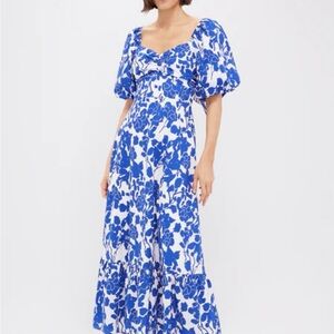 Hyacinth House - Seaport Floral Blue and White Dress